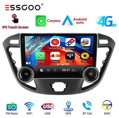 Produktbild von Autoradio 10 Zoll Touchscreen für Ford Transit Custom 2012-2021 mit GPS Navigation Carplay Android Auto Bluetooth Lenkradsteuerung Rückfahrkamera 6GB RAM