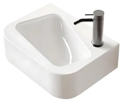 Keramik-Waschtisch, Wandmontage, 35,5x25,5x9,5 cm, weiß, rechteckig