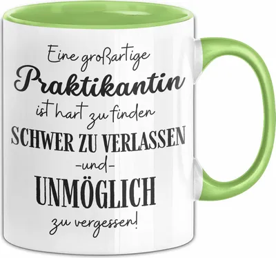 Produktbild von Praktikantin Abschied Geschenk Tasse Abschiedsgeschenk für Praktikantin Hart Zu Finden Schwer Zu Verlassen (Grün)
