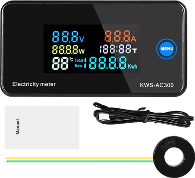 Image de KWS-AC300 Appareil de mesure multifonctions 6 en 1 - Voltmètre, ampèremètre, compteur d'énergie AC 50-300V 0-100A
