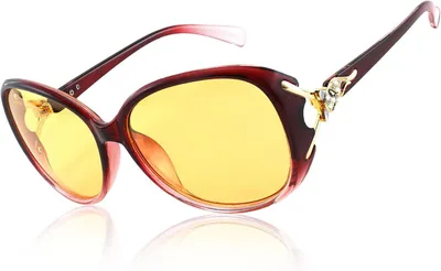 Produktbild von Nachtfahrbrille mit gelber polarisierten Linse, Damen, für Autofahren und Laufen