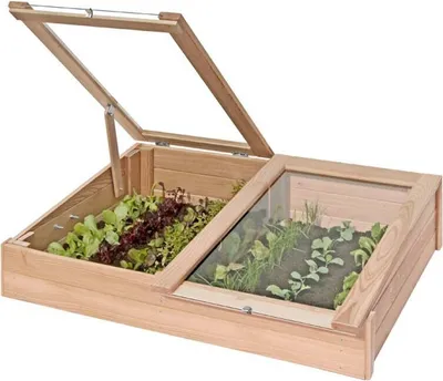 Produktbild von Frühbeet-Kasten aus Lärchenholz 119x80x30 cm Mini-Gewächshaus Anzuchtkasten