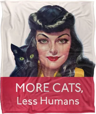 Image de Ephemera - "Plus de chats, moins d'humains" Decke, Seidig, Supersoft TV24372 (152,4 cm x 127 cm) (Bunt)
