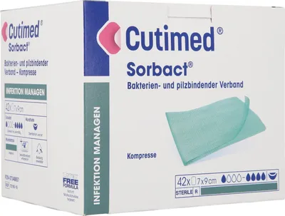 Produktbild von Cutimed Sorbact Kompressen 7x9 cm 42 St