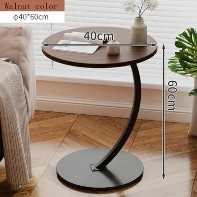 Image de Table d'appoint - Table basse en bois - Diamètre 40 cm - Hauteur 60 cm - Noyer