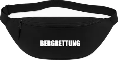 Produktbild von Huuraa Bauchtasche Bergrettung Schriftzug 2,5 Liter Black Polyester Crossbody Bag Geschenkidee