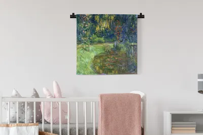 Produktbild von MuchoWow® Wandteppich Wandbehang Teich mit Seerosen - Claude Monet 60x60 cm Tapisserie Dekoration Wandtuch - Dekorationen - Wand Decke