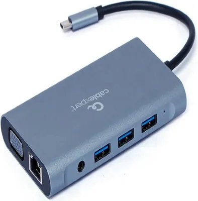 Zdjęcie produktu dla gembird USB Typ-C 7-in-1 Kombi Adapter spacegrau