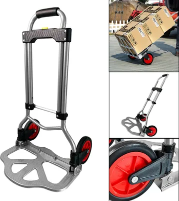 Image de XINZI Diable en aluminium pliable 80 kg, Diable de transport, avec poignée réglable en hauteur, cadre en acier et poignée réglable en hauteur