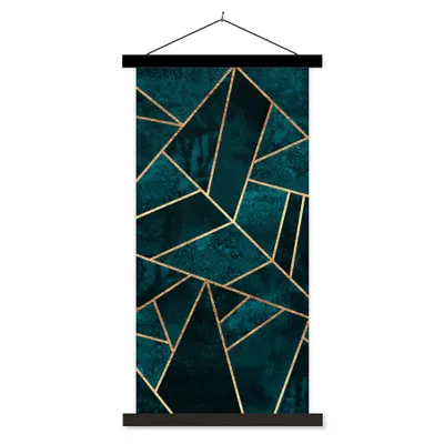 Produktbild von MuchoWow® Textilposter Steine - Gold - Luxus - Muster - Abstrakt 40x80 cm mit schwarzem Rahmen - Wandemalerei