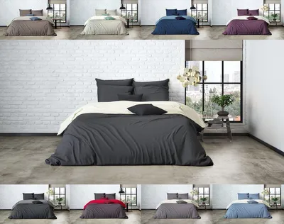 Produktbild von Uni Einfarbig Wende Bettwäsche Mistral Edel Perkal 100% Ägyptische Baumwolle 155 cm x 220 cm Pristine-Raven Grey