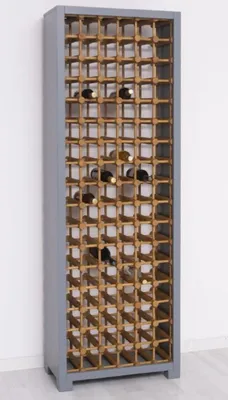 Produktbild von Casa Padrino Landhausstil Massivholz Weinschrank Grau / Naturfarben 68 x 35 x H. 200 cm - Massivholz Weinregal im Landhausstil - Massivholz Bar Möbel - Landhausstil Bar Möbel