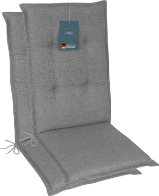 Produktbild von LILENO HOME Gartenstuhl Auflagen als [2er Set - Hochlehner] in Hellgrau - bequeme Liegen als Sitzauflagen für Gartenmöbel - Stuhlkissen für Gartenstühle und Klappstühle