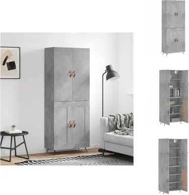 Image de vidaXL Highboard gris béton 69,5x34x180 cm Bois composite - Sideboards