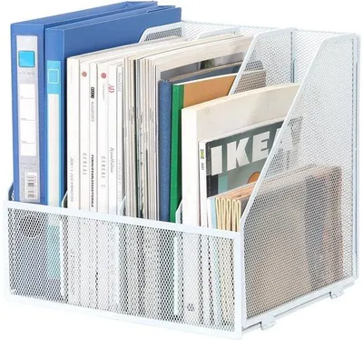 Immagine prodotto di Uniqoos® Organizer per documenti A4 in metallo, elegante e resistente – Organizzatore da scrivania con 4 scomparti, dimensioni 31,5 x 26 x 30 cm