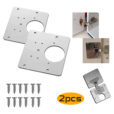 Produktbild von 2er-Pack Blech Edelstahl Scharnier Reparaturplatte M?bel Schrank Reparatur