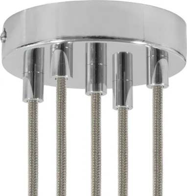 Image de Kit Creative-Cables pour rosace cylindrique en métal à 5 trous - Cylindrique, chrome