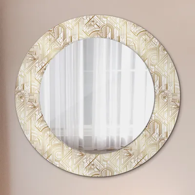 Obrázok produktu pre Okrúhle zrkadlo s modernou potlačou - dekoratívne zrkadlo na stenu - kompozícia art deco - Ø50cm