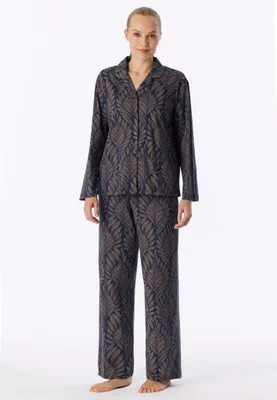 Image de Schiesser pyjama long interlock bleu marine femme