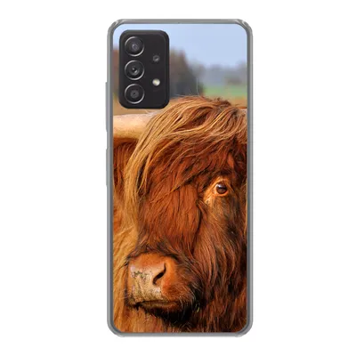 Produktbild von MuchoWow® Handyhülle Schutzhülle Hülle für Samsung galaxy a73 Schottischer Highlander - Gras - Baum Silikon Softcase Handy Hülle - Handyhülle