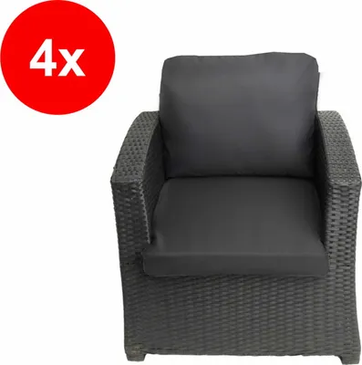 Immagine prodotto di Cuscini da giardino per poltrone set di 4 cuscini seduta 56x52x7, cuscini schienale 56x50 antracite cuscini poltrona cuscini rattan cuscini per sedie da giardino rattan
