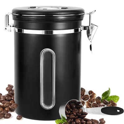 Luftdichte Kaffeedose 1,8 l Edelstahl schwarz