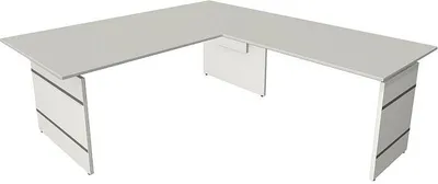 Produktbild von Kerkmann Schreibtisch Form 4 200x100x68-76 cm m. Anbautisch 120x80 cm Wangen-Gestell Lichtgrau