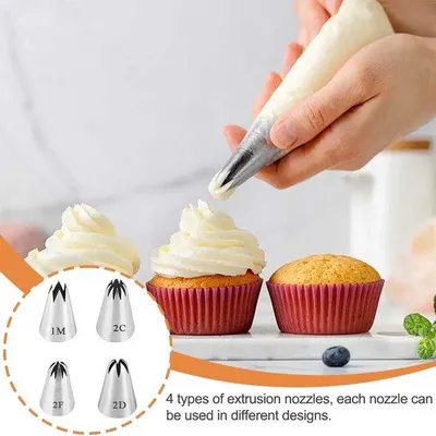 Produktbild von Ibenzoa® Profi-Dekorier-Set – 4 Spritztüllen aus Edelstahl 304 für Torten, Cupcakes & Gebäck, geruchstral, ungiftig, nahtlos, leicht zu reinigen