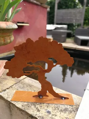 Produktbild von Edelrost Olivenbaum auf Platte Edelrost Olivenbaum - 26 cm