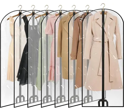 Image de Sac de rangement pour vêtements - Lot de 6 avec fermeture éclair - Housse de protection pour costumes et chemises - Noir, 60 x 120 cm