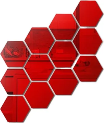 Produktbild von Sechseckiger, selbstklebender Papierspiegel für die Wand, Wanddekoration, Ganzkörperspiegel, weich
