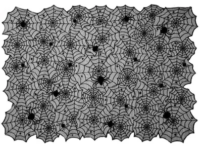 Halloween-Tafellauf aus schwarzer Tüll, 203×51 cm, Spinnwebmuster