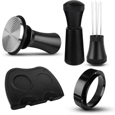Obrázok produktu pre Tamper na espresso 58 mm z nehrdzavejúcej ocele s vlnitým dnom a dávkovacím krúžkom, vrátane vylepšeného nástroja WDT so 7 jemnými ihlami
