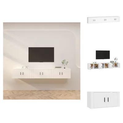 Image de vidaXL Armoires murales TV 3 pcs. Blanc 80x34,5x40 cm - Meubles TV