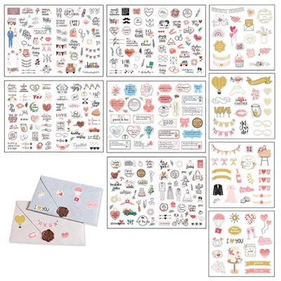 Hochzeits-Sticker-Set, 339 Stück, Vintage, Roségold, für Gästebuch