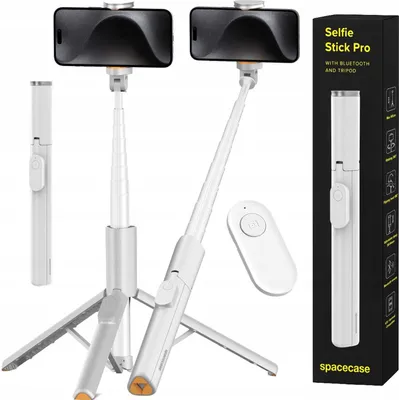 Obrázek produktu pro Držák telefonu na selfie tyč se stativem a dálkovým ovládáním Bluetooth SPACECASE Selfie Stick Pro White