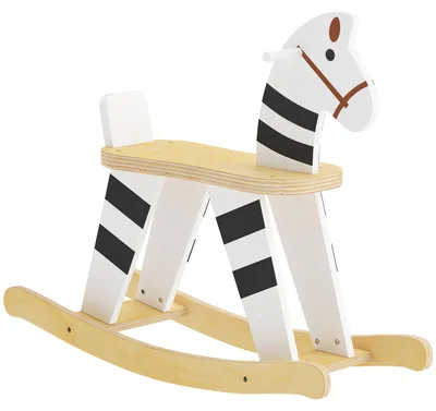 Produktbild von Schaukelpferd, Kinder Schaukeltier mit Haltegriffen Rückenlehne im Ponyform für Kinder von 1,5–3 Jahren Schwarz+Weiß