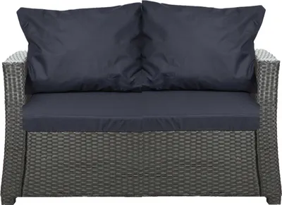 Immagine prodotto di Cuscini per divano da giardino - Blu scuro| Seduta 110x60x7, schienale 2*56x50| Cuscino per seduta| Seduta per 2 persone| Cuscino in rattan per divano