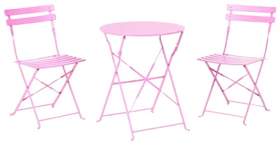 Produktbild von BELIANI Balkonset Rosa Stahl 3-Teilig Runder Tisch mit 2 Stühlen Zusammenklappbar Modern Französischer Stil Terrasse Garten Outdoor Ausstattung