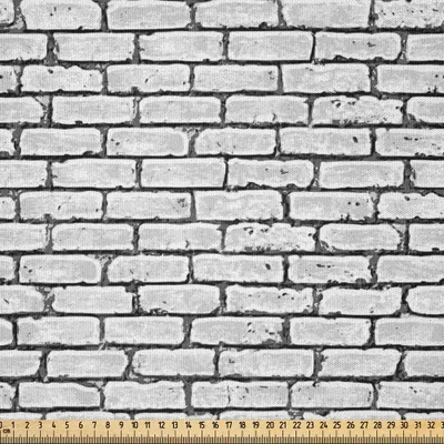 Produktbild von ABAKUHAUS Grau und Weiß Microfaser Stoff als Meterware , Backsteinmauer Hintergrund Städtische Architektur, 3 M (230 x 300 cm), Grau