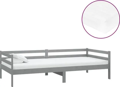 Immagine prodotto di vidaXL Letto da giorno con materasso 90x200 cm grigio in legno di pino massiccio