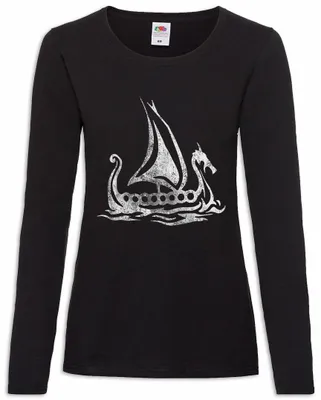 Produktbild von Urban Backwoods Viking Ship IV, Damen Langarmshirt, Farbe: Schwarz, Größe: 2XL