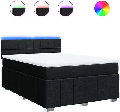 Immagine prodotto di vidaXL Letto a molle con materasso nero 140x190 cm in tessuto