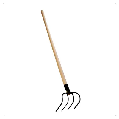 Produktbild von Dunghacke (Stahl, geschmiedet) mit 4 Zinken und 130 cm langem Buchenholzstiel, Arbeitsbreite: 22 cm, Zinkenlänge: 24 cm, Gartenhacke