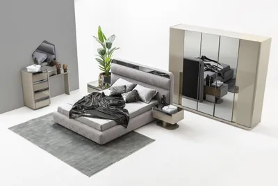 Immagine prodotto di Set di 6 pezzi con letto, comodini, toletta, specchio e armadio