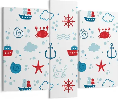 Produktbild von Bild auf Leinwand - Leinwandbild - Meer Boot Anker Schiff - 95x80cm - Wand Bild - Wanddeko - Leinwanddruck - Bilder - Kunstdruck - Wanddekoration - Leinwand bilder - Wandkunst - CB95x80-2889