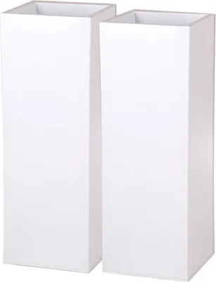 Produktbild von VIVANNO Pflanzkübel Zink BLOCK Säule, Weiß matt - 24x24x65 cm
