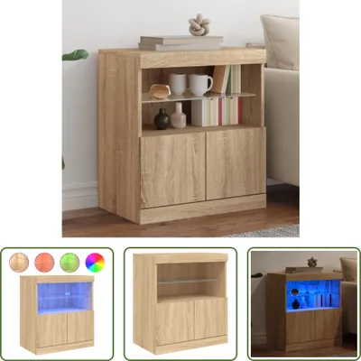 Zdjęcie produktu dla The Living Store Kredens z oświetleniem LED dąb sonoma 60x37x67 cm