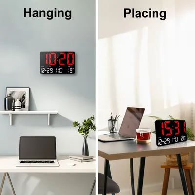 LED-Wandklok 30,5 cm, großes Display, Fernbedienung, Alarm, Datum, Temperatur