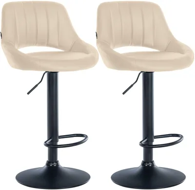 Produktbild von CLP 2er Set Barhocker Milet Kunstleder höhenverstellbar drehbar mit Rückenlehnen creme Material Gestell Metall matt schwarz